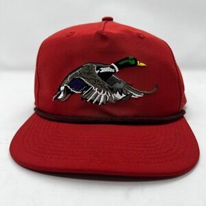 Duck Camp grandpa hat red  Mallard Duck Embroidered Rope Premium